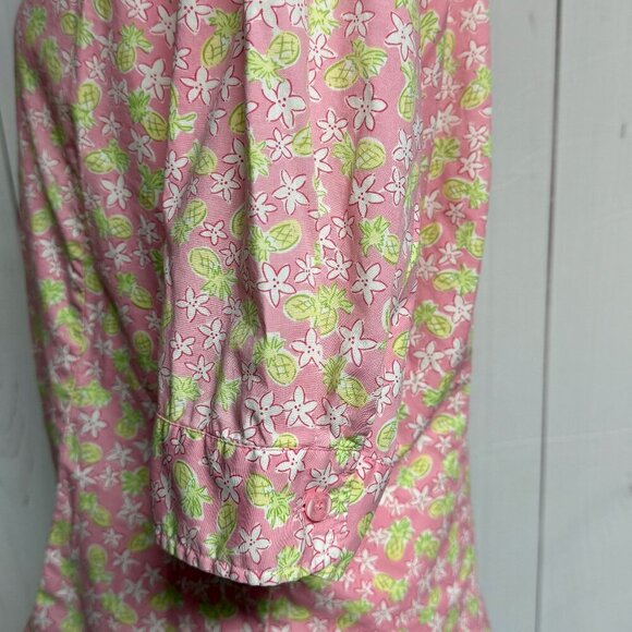 Vintage Lilly Pulitzer Pink Pineapple Floral Button Down Shirt Size 12 EUC - Picture 4 of 11